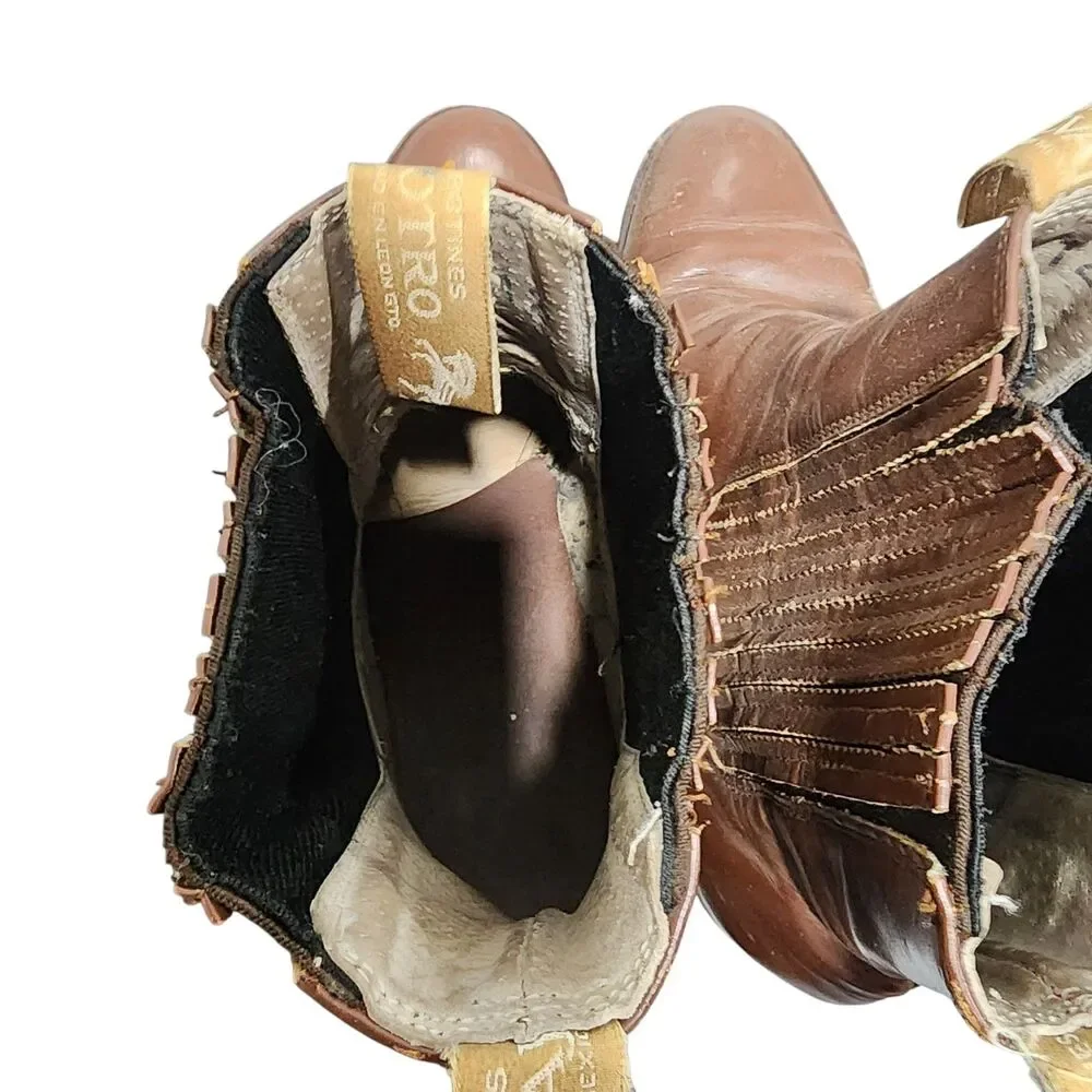 Potro Salvaje Brown Leather Ankle Boots Chelsea Western Riding Ranch‎ Boots